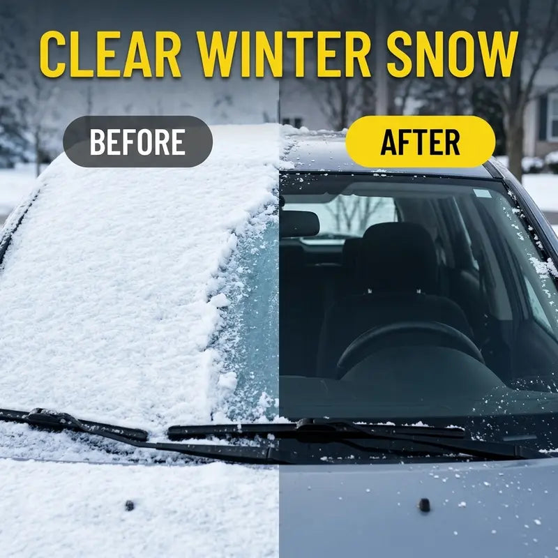 Yellow Ice Scraper for Efficient Snow Removal from Windows and Windshields