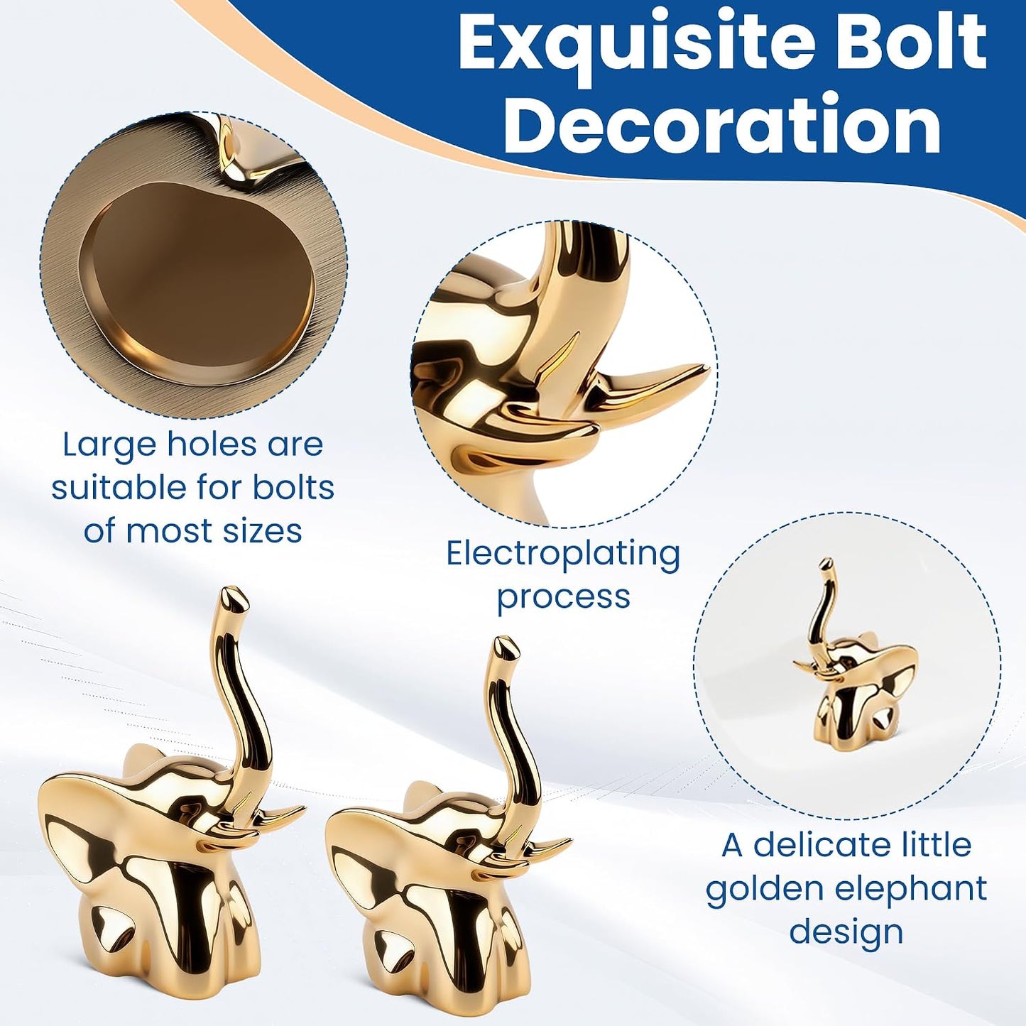 2Pcs Gold Elephant Toilet Bolt Covers