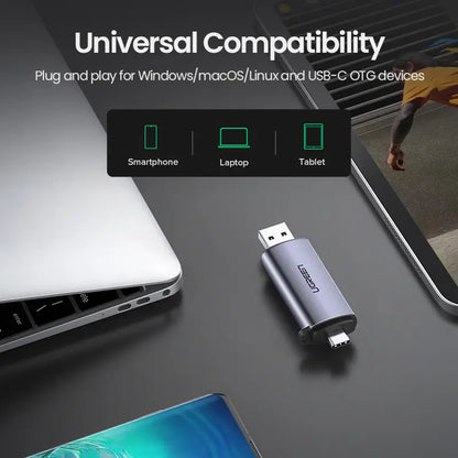 SD Card Reader, USB-C & USB 3.0 Micro SD Card Reader, Compatible with SD, SDHC, SDXC, and MicroSD Cards