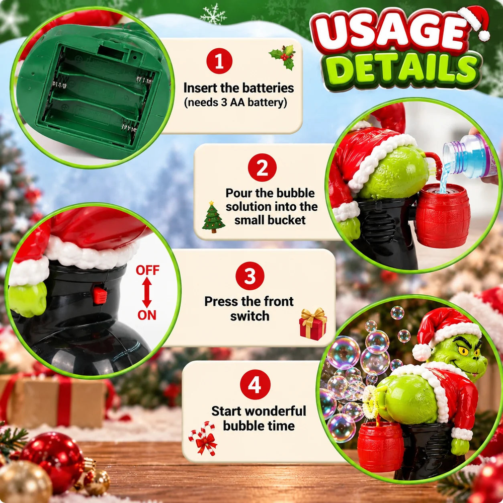 The Grinch Electric Bubble Blower with Silly Farting Sounds