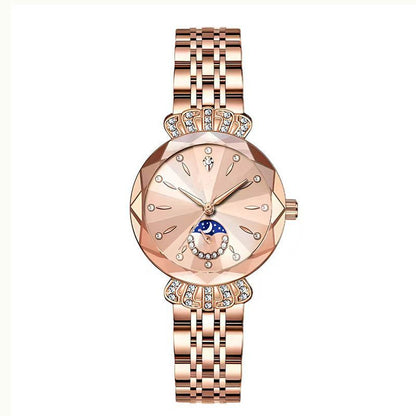 Elegant Womens Quartz Watch, Dainty Dress Watch with Crystal Accents