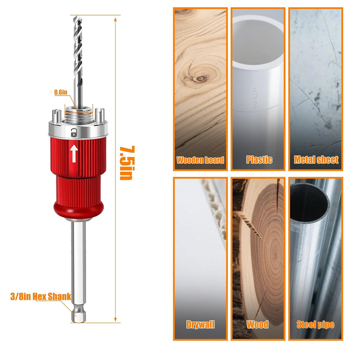 Quick-Release Hex Shank Hole Saw Kit