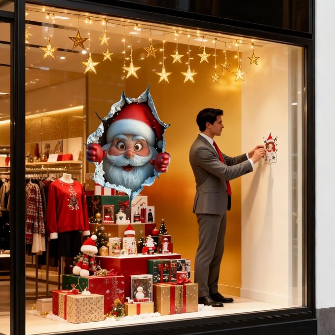 2PCS Fun 3D Santa Claus Wall Sticker