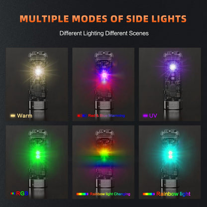 Magnetic Keychain Flashlight, 550 Lumens RGB & UV Laser Light
