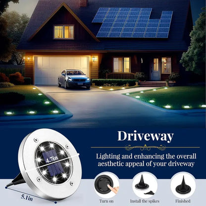 4Pcs Outdoor Waterproof Mini Solar Ground Lights - Landscape Lighting for Yard Driveway Walkway