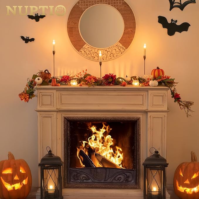 6ft Synthetic Fall Leaves Garland with Pumpkin