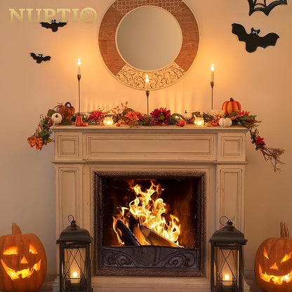 6ft Synthetic Fall Leaves Garland with Pumpkin