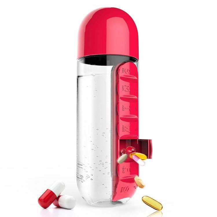 2-in-1 Portable Pill Organizer Water Bottle