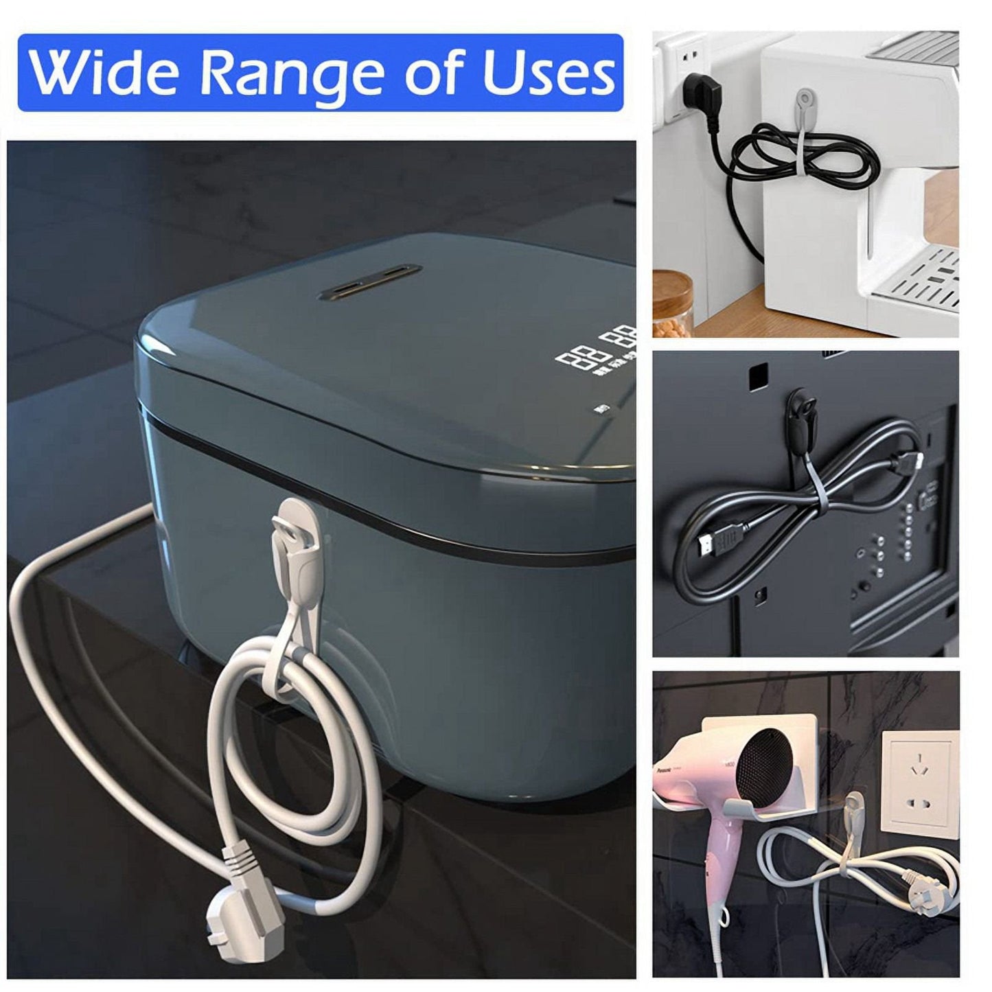 6 pcs Cable Winder Wall Mounted Punchfree Adhesive Removable Organization Silicone