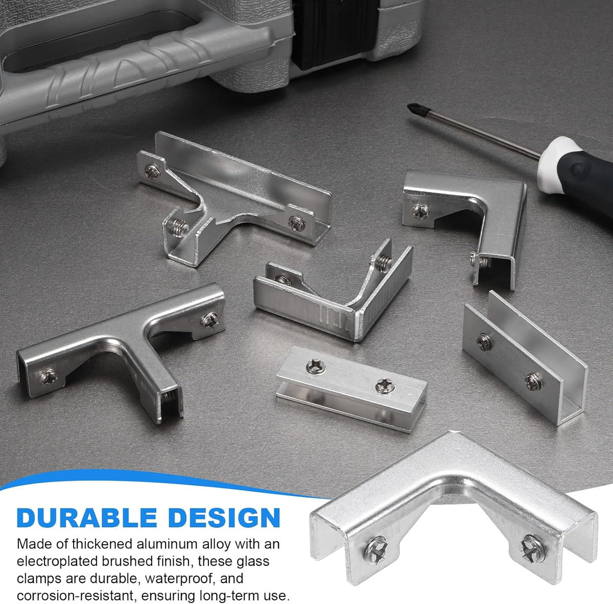Aluminum Alloy Tile Clamp Bracket, 90/180 Degree Corner Support Holder for 8-10mm Glass/Tile Panel