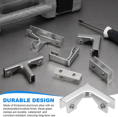 Aluminum Alloy Tile Clamp Bracket, 90/180 Degree Corner Support Holder for 8-10mm Glass/Tile Panel