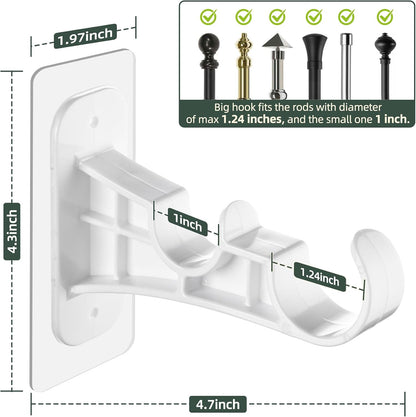 2-Pack No-Drill Double Curtain Rod Brackets