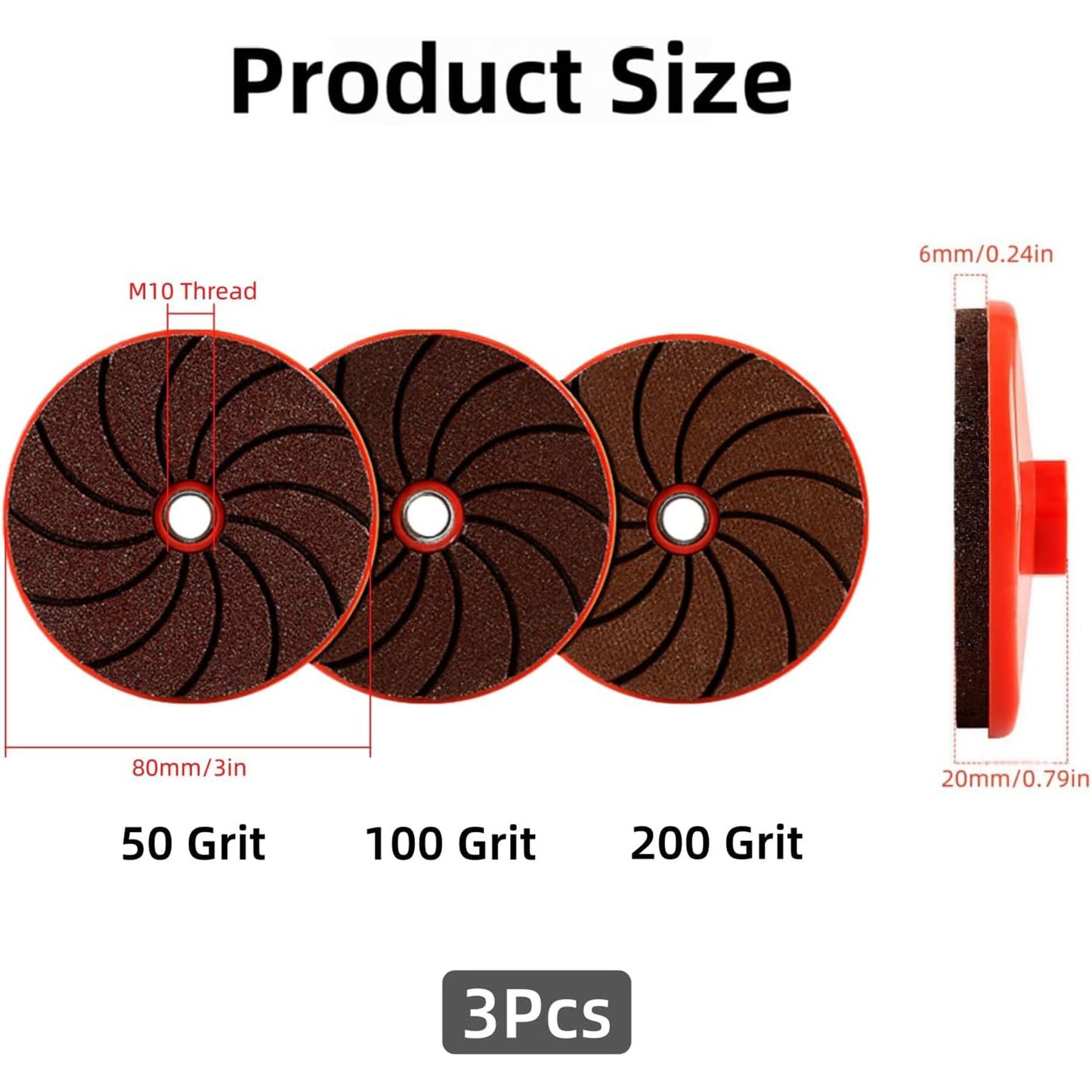 3Pcs Integrated Polishing Angle Grinder Disc,50/100/200 Grit