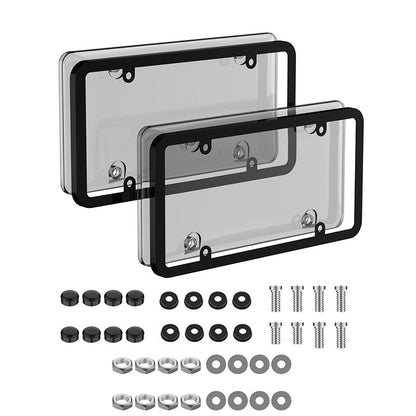 2 Pcs Clear Automotive License Plate Cover and Frame with Screws