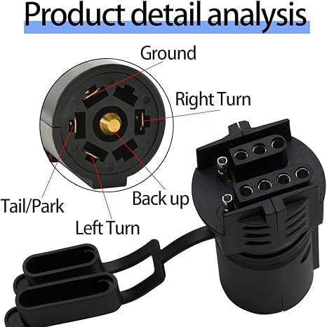 7 Pin to 4 and 5 Flat Blade Trailer Connector
