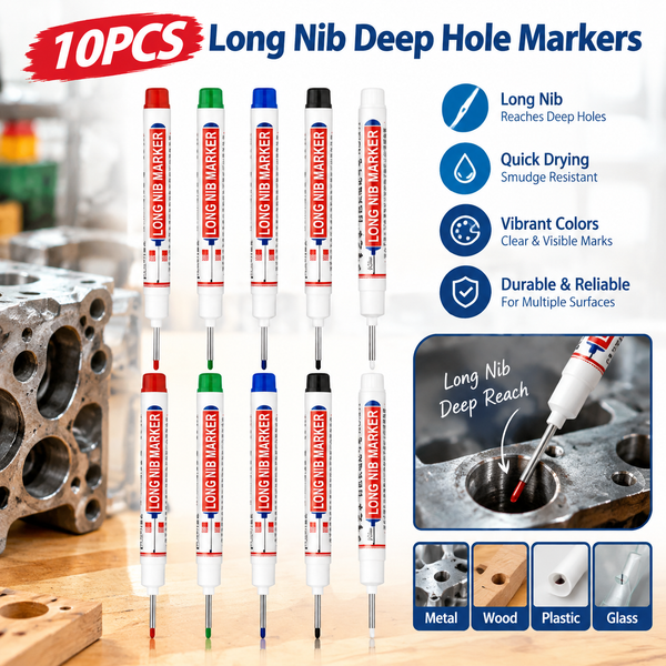 10 PCS Long Head Deep Hole Marker Pens