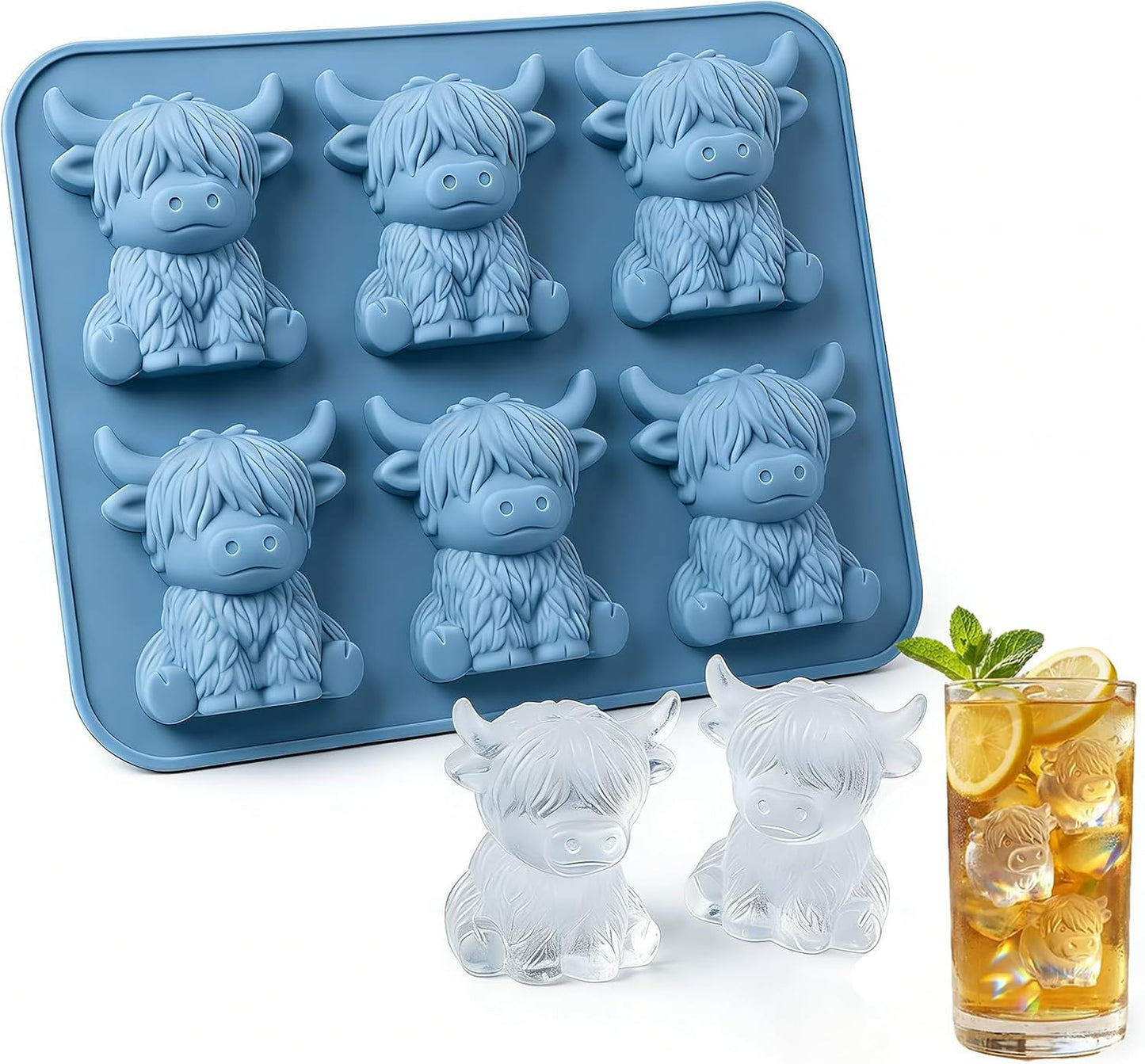 Mini Highland Cow Ice Cube Mold - Highland Cow Silicone Tray