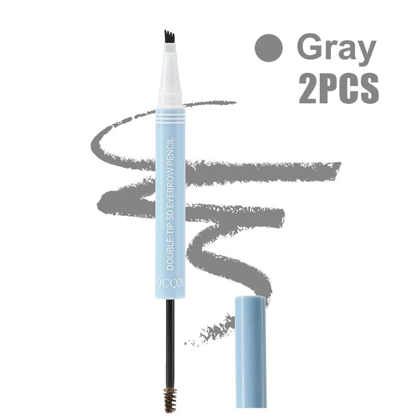 2PCS Dual-Ended 4-Tip Precision Eyebrow Pencil with Spoolie Brush