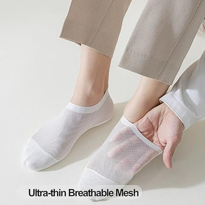 6-Pack Breathable No Show Socks – Lightweight Ice Silk Liner Socks