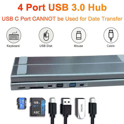 6-in-1 Adjustable Aluminum Laptop Stand with Docking Station, 4K HDMI Output, 6 Height Levels, Super-Speed Data Transfer
