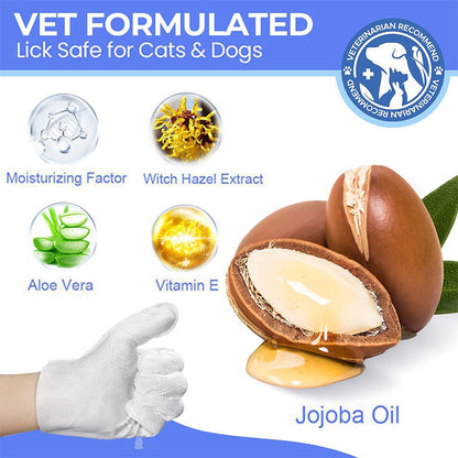 20pcs Cleaning Deodorizing Glove Wipes for Dogs & Cats - Hypoallergenic Hydrating & Nourish Fur