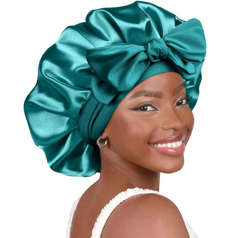 Silk Bonnet for Sleeping Women - Satin Bonnet for Curly Hair with Adjustable Tie Band