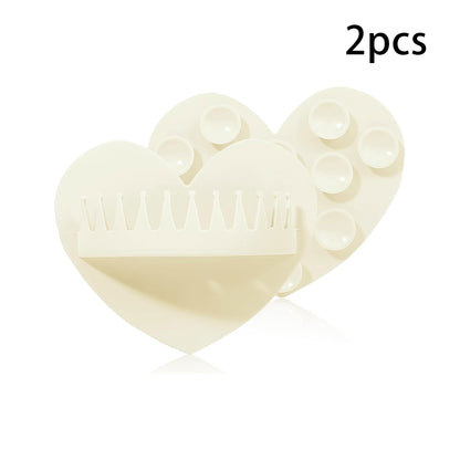 2PCS Reusable Silicone Heart Shape Wall-Mount Suction Shower Hair Collector