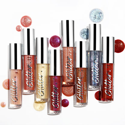 4Pcs/Set Glitter Shimmer Lip Gloss Set, Non-Sticky, Moisturizing Lip Makeup