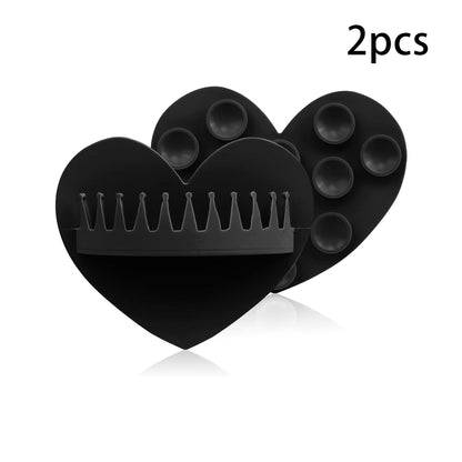 2PCS Reusable Silicone Heart Shape Wall-Mount Suction Shower Hair Collector