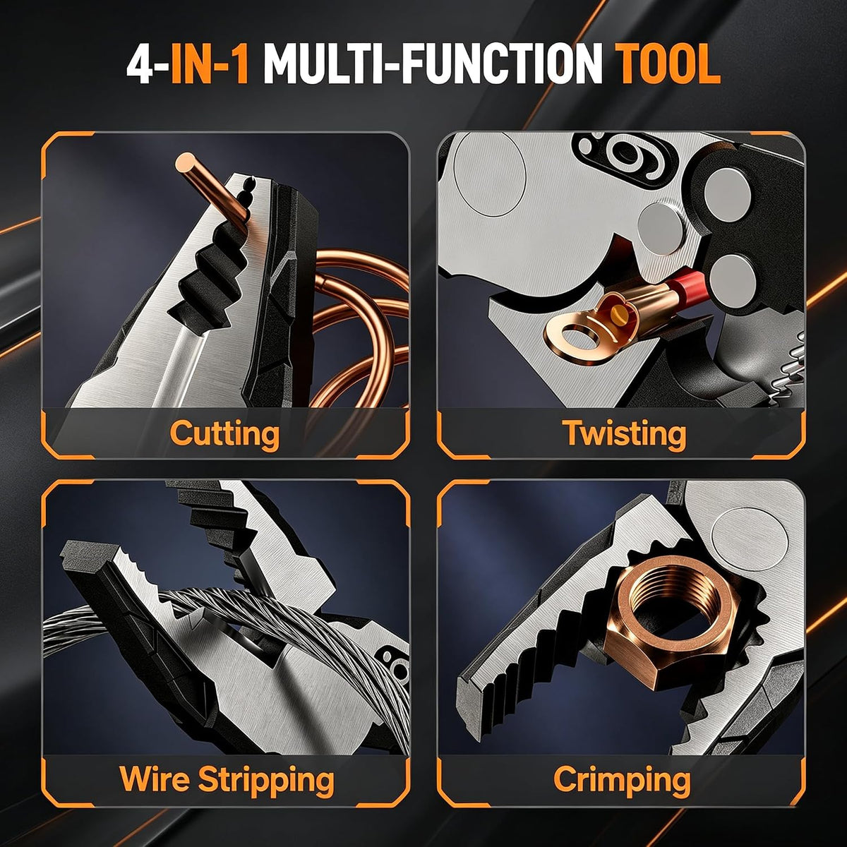 9″ Grip Pliers with Ratchet Self-Locking, 4-in-1 One Hand Tool