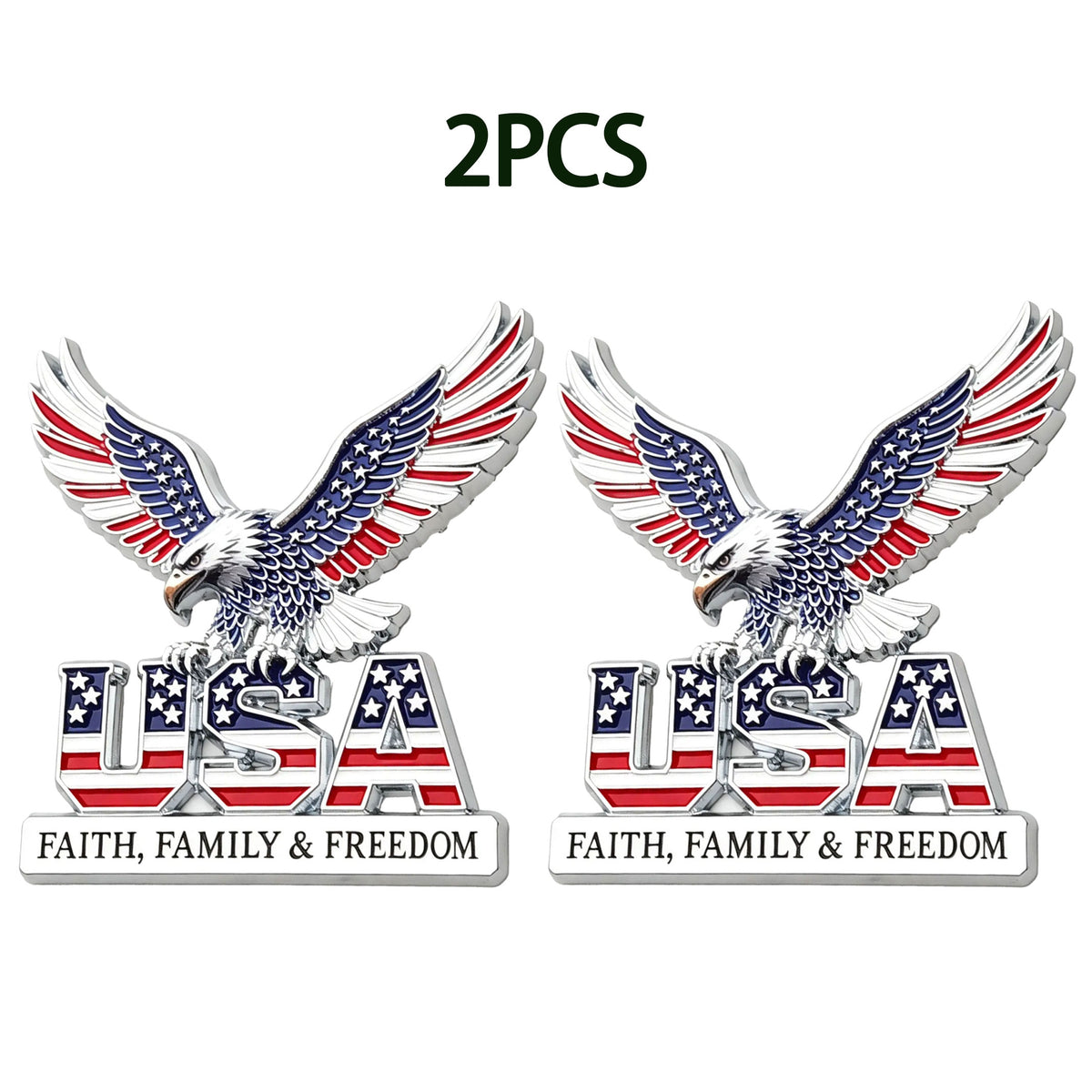 2PCS 3D Bald Eagle Car Emblem/Badge