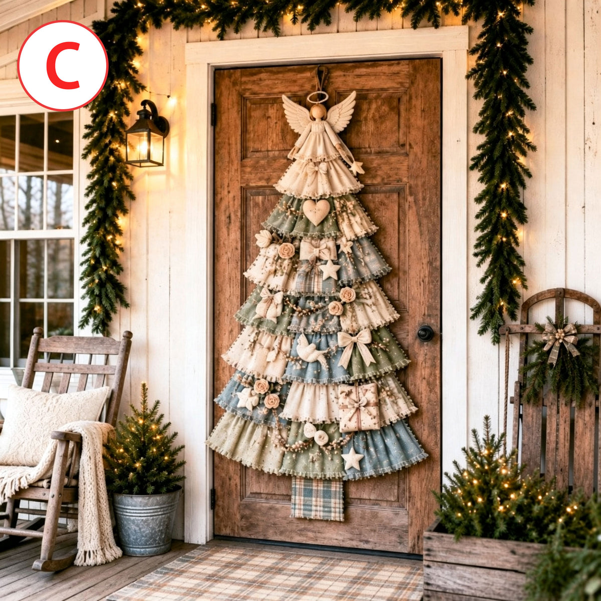 Handmade Fabric Christmas Tree Wall Decor