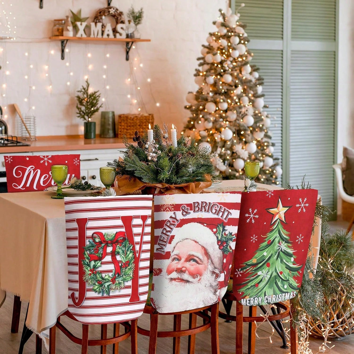 6-Piece Set of Fun Christmas Chair Covers