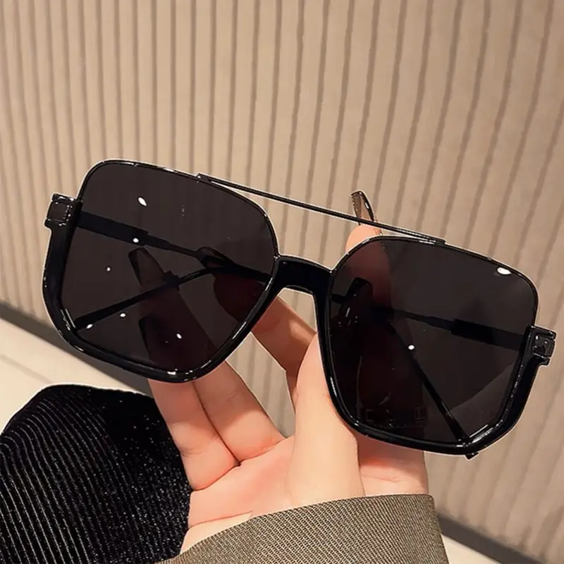 Retro Oversized Aviator Sunglasses for Women Men Square Double Bridge