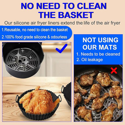 2pcs Air Fryer Silicone Liners for 3 to 5 Qt Air fryer Oven Reusable Baking Tray