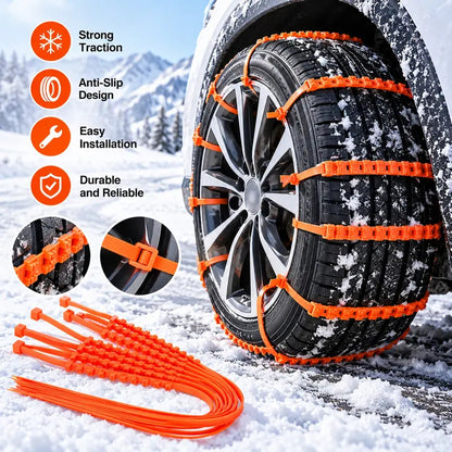 10PCS Reusable Snow Tire Chains for Trucks & SUVs,Emergency Anti-Skid Traction Chains,Heavy Duty Plastic Wheel Cables