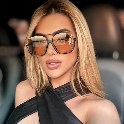 Retro Oversized Aviator Sunglasses for Women Men Square Double Bridge