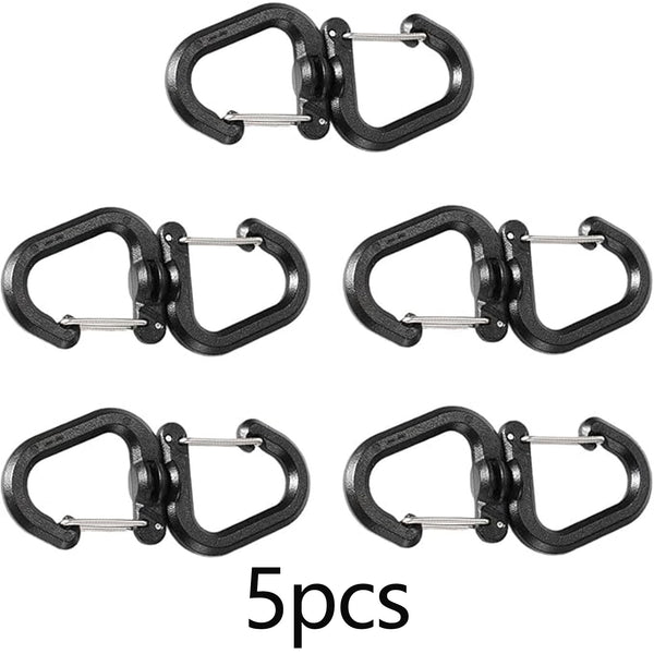 5pcs/set 360 Rotating Double Carabiner Outdoor Swivels Clip