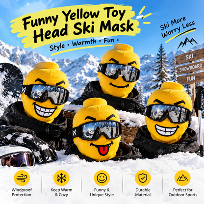 Funny Yellow Toy Figurine Head Ski Mask Balaclava