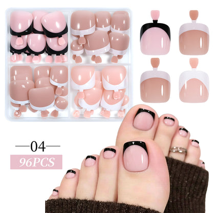 96Pcs Cat Eye Toe Nails Press on Toenails