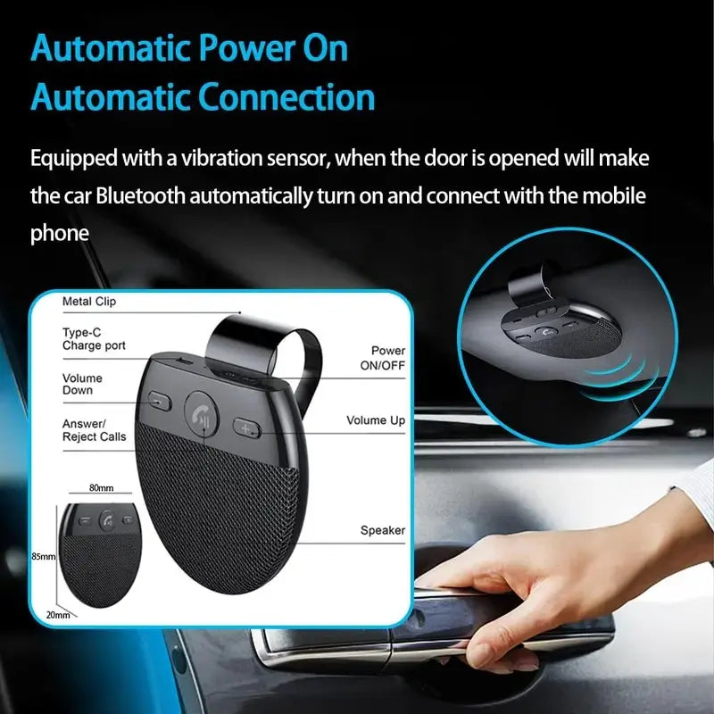 Bluetooth 5.0 Wireless Car Sun Visor Hands-Free Kit