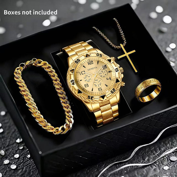 Men's 4-Piece Watch and Jewelry Set