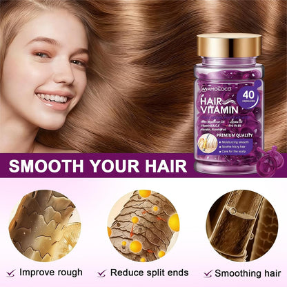 Hair Oil 40 Capsules with Keratin, Argan Oil & Jojoba Oil