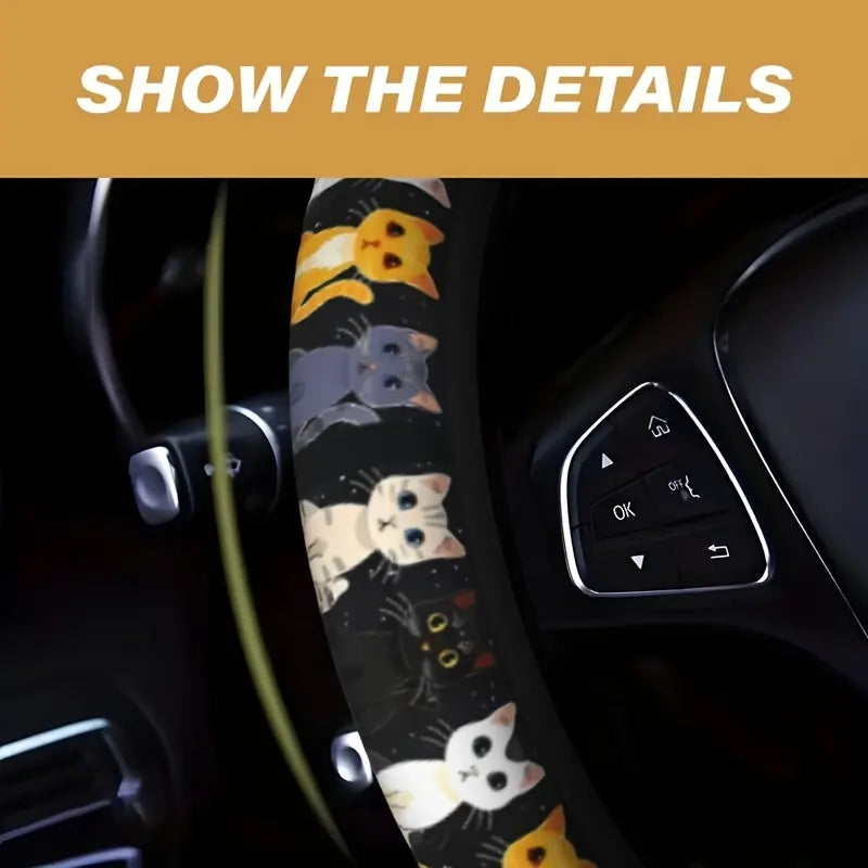 Cute Cat-Themed Steering Wheel Cover