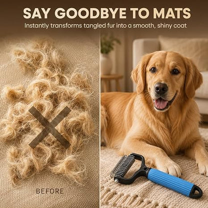 Pet Undercoat Rake Grooming Brush for Long Haired Dogs