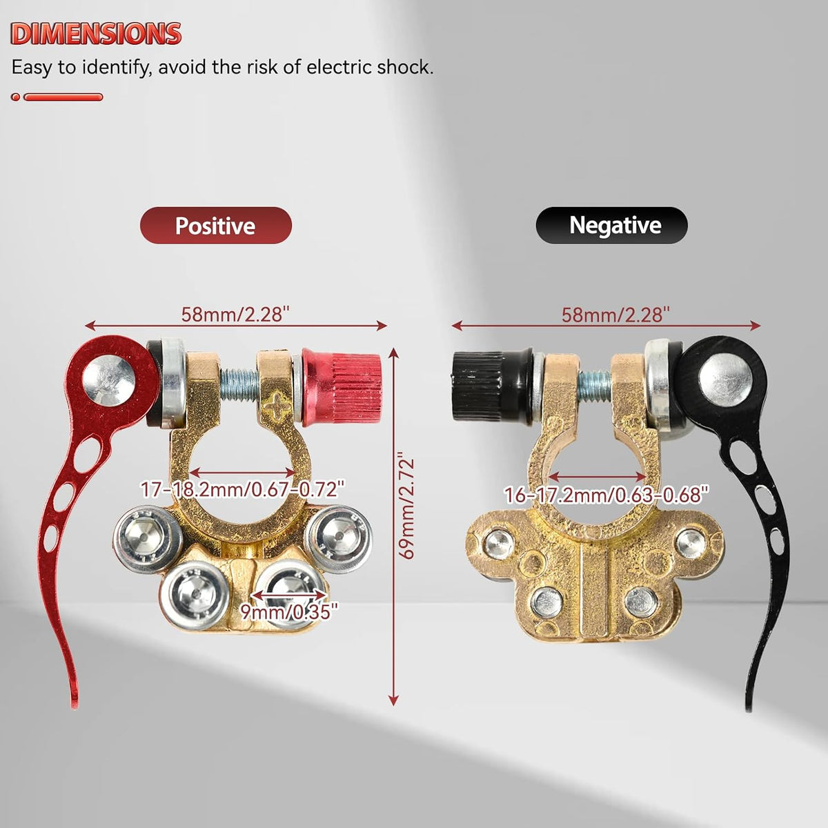 2 PCS Car Battery Terminal Connectors