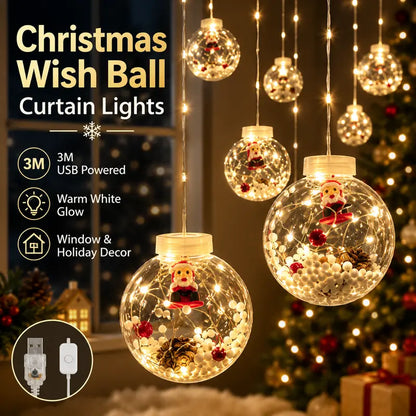 USB Christmas Wish Ball Curtain Lights