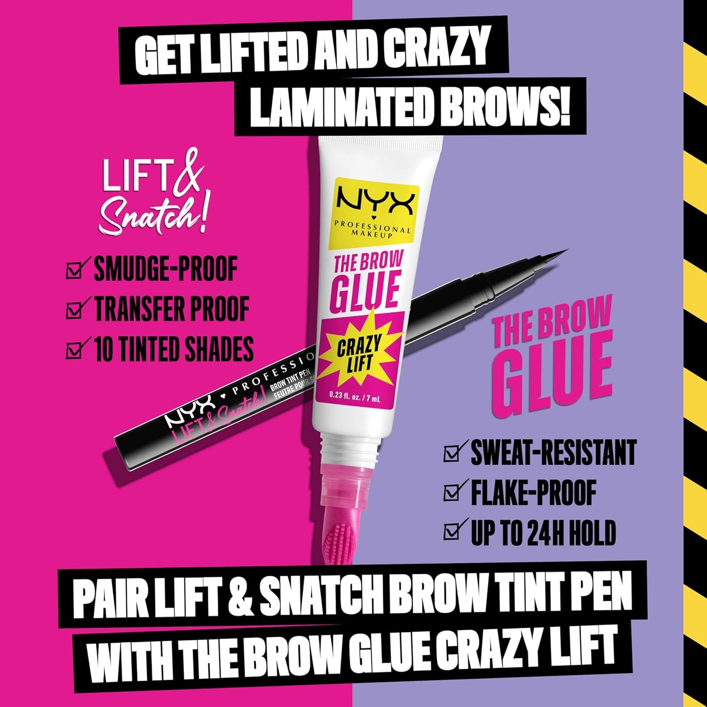 Brow Lamination Gel with 16HR Strong Hold & Built-In Styling Comb