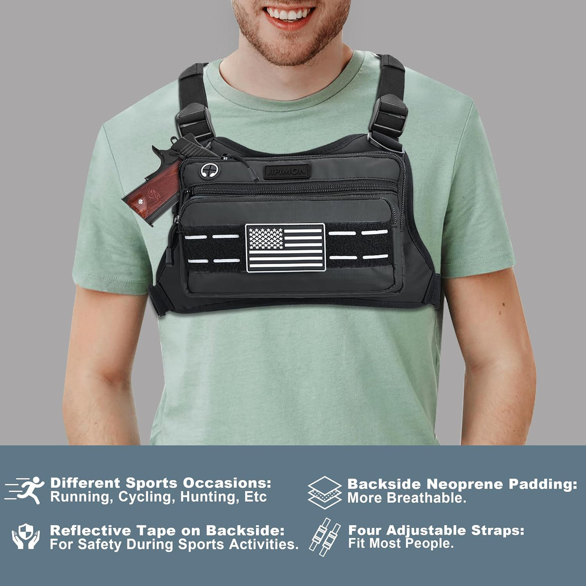 Black Unisex Tactical Chest Vest