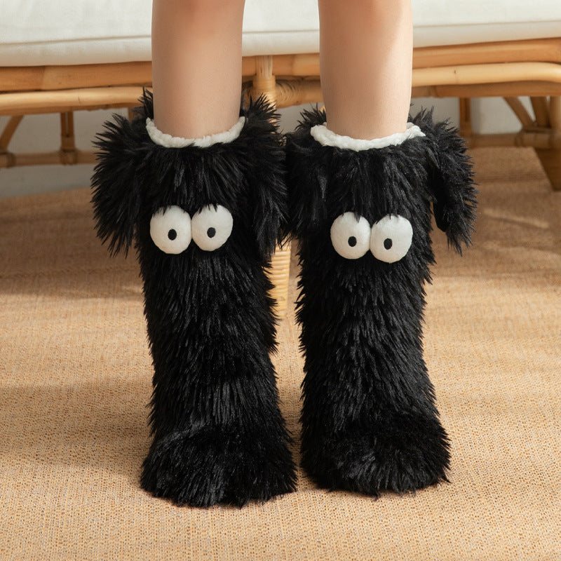 Women's Winter Warm Fuzzy Non-Slip Slipper Socks with Cute Big Eyes